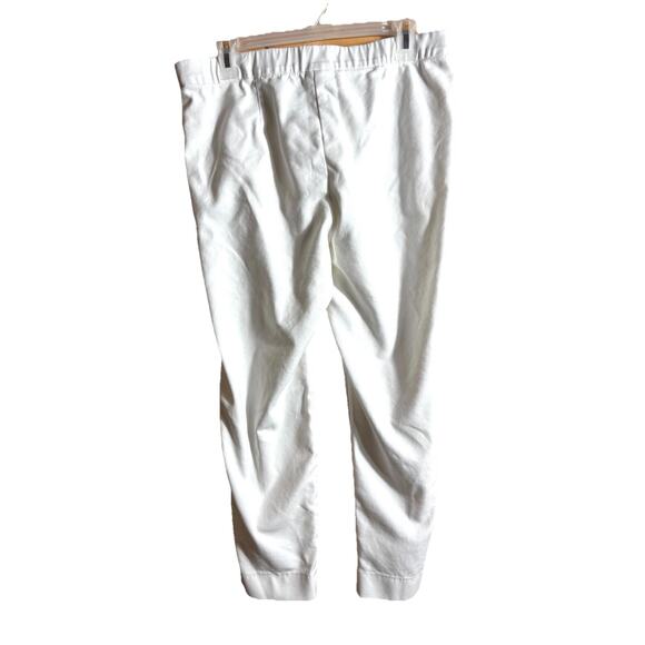 J Jill White Pull On Pants Sz 10 Straight Leg Classic Casual Work Wear Coastal - Picture 3 of 4
